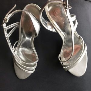 Strappy silver heels